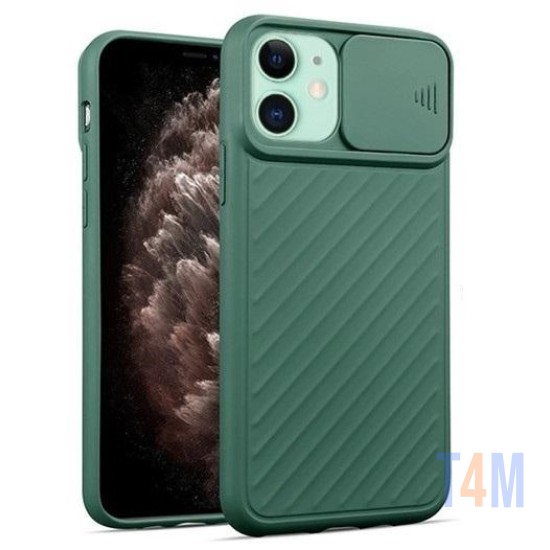 CAPA DE SILICONE COM PROTEÇÃO DE CÂMERA PARA APPLE IPHONE 12 MINI VERDE